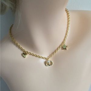 DIOR necklace w/ Star, Heart, Pearl, Rhynestones 17”
